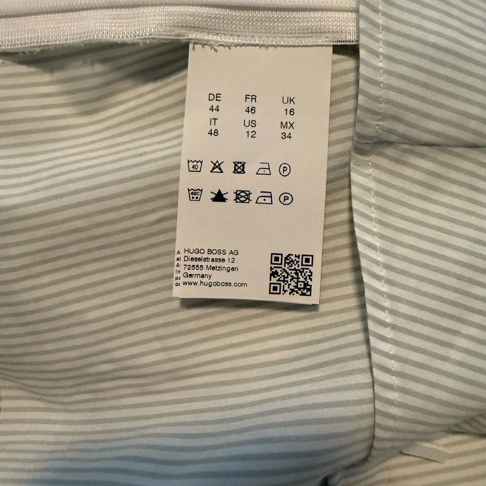 NWOT. Hugo Boss Light Blue Pinstripe Dress Shirt with side zippers - Picture 4 of 4